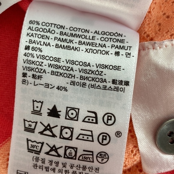 Levis Womens Striped Cardigan Pink Orange V Neck Cotton Viscose Knit Sweater M - Picture 9 of 11